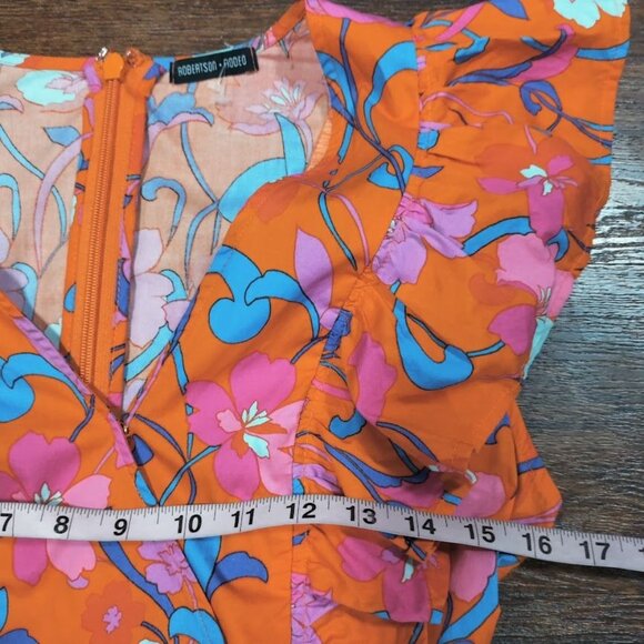 Roberto Rodriguez Womens Floral Whimsy Boho Ruffle Tiered Midi Dress M - Picture 5 of 16